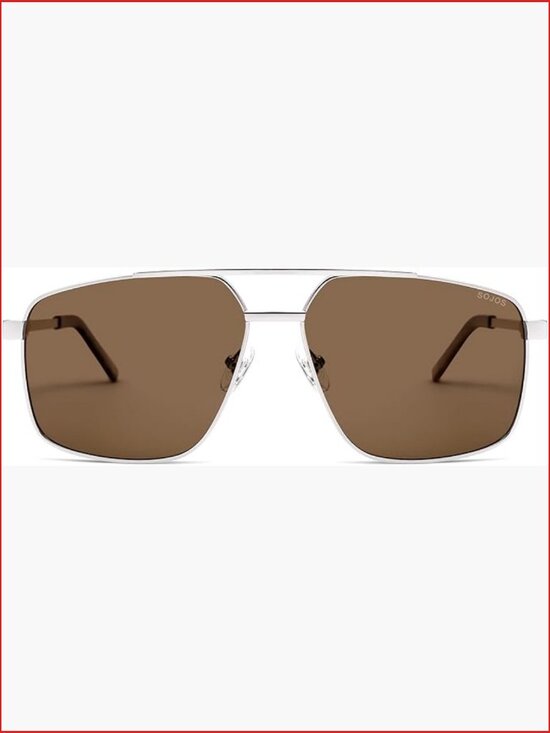Trendy Square Polarized Aviator Sunglasses for Women, Retro 80s 90s Metal Frame main image 3